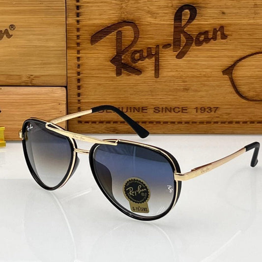 RAY-BAN Blue Shaded & Gold Sunglass For Unisex.