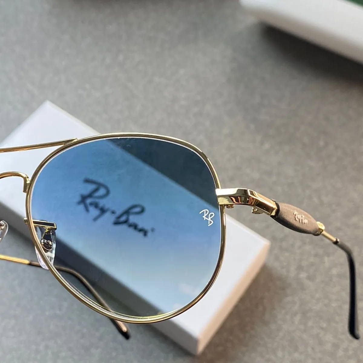 Ray Ban Gold Blue 3517 Sunglass For Daily Causal Evergreen UV Protected For Unisex