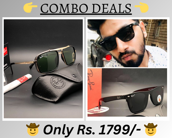 New Stylish Branded Stop Ray With 100% UV Ban luxury Pack Of 2 Combo Sunglass For Men's & Women