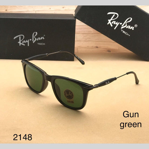 RAY-BAN New Modern Addition Green & Black 2148 Square Sunglass For Unisex