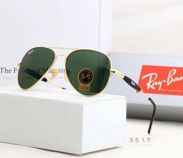 RAY-BAN Green & Gold 3517 Oval Trendy Hot Favourite Wintage Sunglass