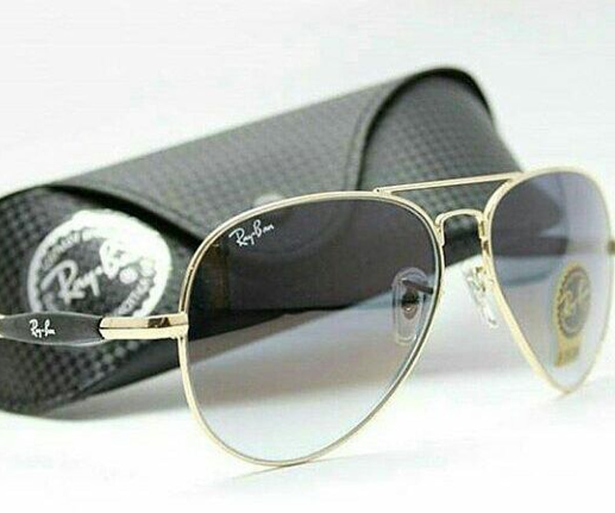 RB Ray-Ban New Design Blue Shade & Gold 3517 Oval Trendy Hot Favorite Master Pcs Sunglass For Men.