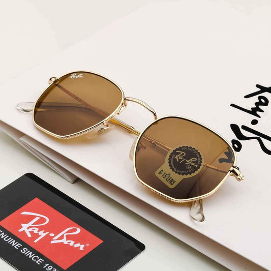 RAY-BAN New Stylish Attractive Brown & Gold 3447 Round Sunglass For Unisex