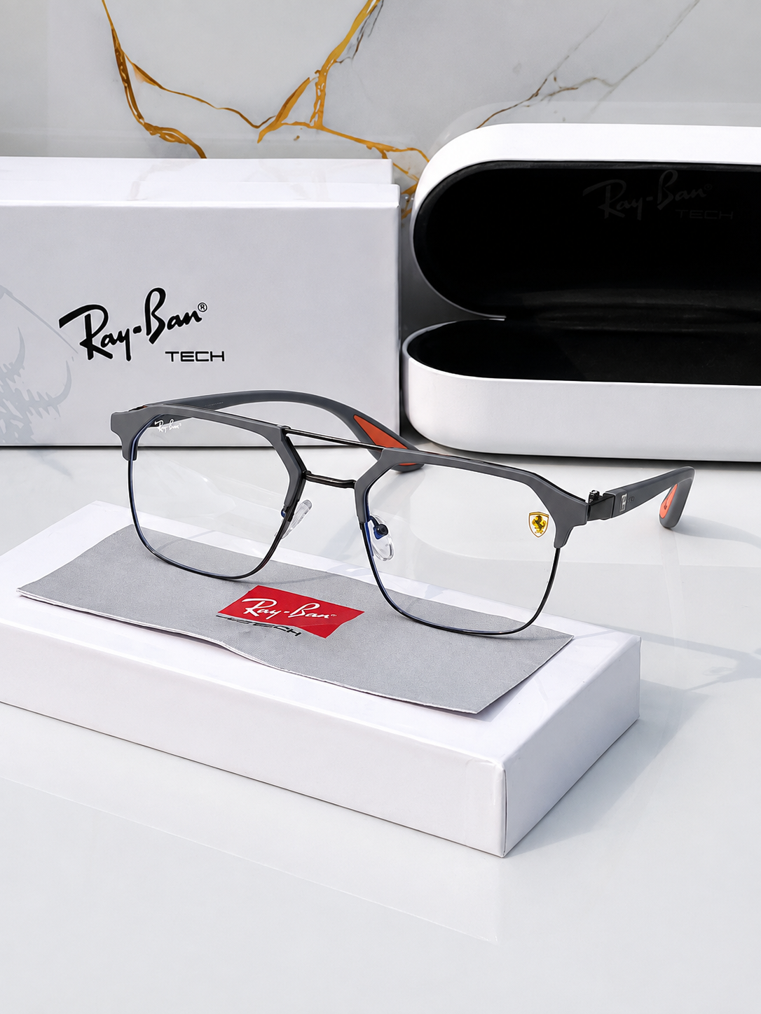 Ray Ban Grey Clear Lens Optical Frame | Lightweight Designer-Inspired Glasses | Trendy Everyday Eyewear