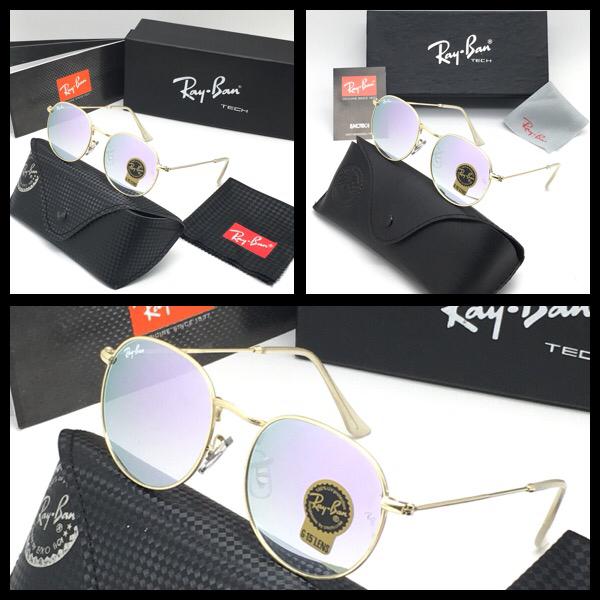 RAY-BAN New Stylish Attractive Clear & Gold 3447 Round Sunglass For Unisex