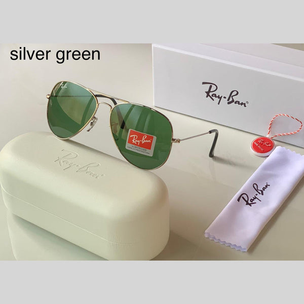 RAY-BAN Green & Silver ( 3026 ) Aviator Men's Hot Favorite Trendy Sunglasses.