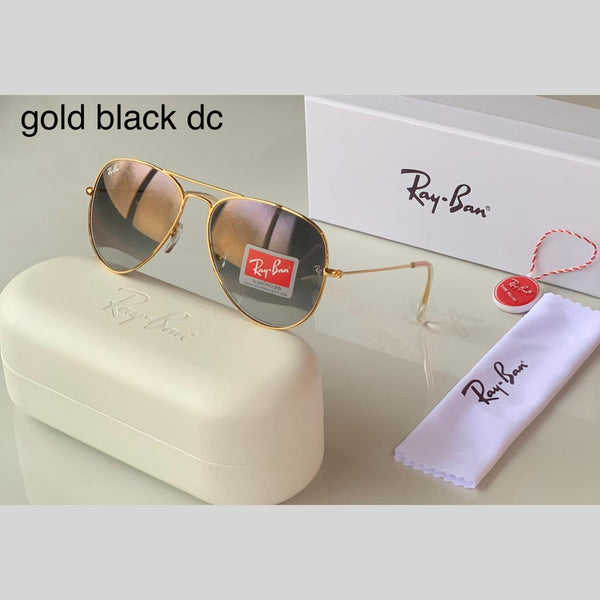 RAY-BAN Black Shaded & Gold ( 3026 ) Aviator Men's Hot Favorite Trendy Sunglasses.