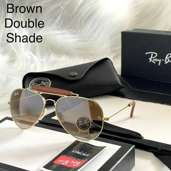 RAY-BAN New Attractive Looking Brown Shaded & Gold 3422 Fancy Aviator Bridge Sunglass For Unisex