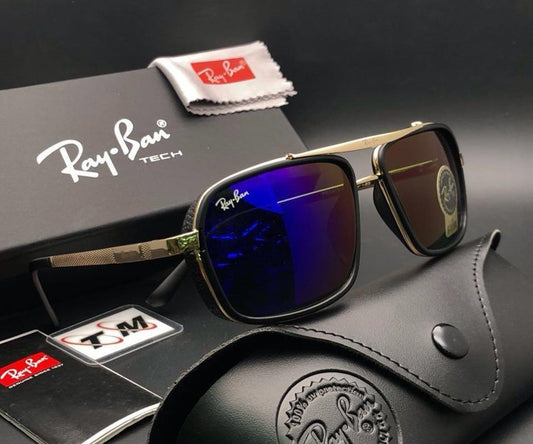 RB New Stylish Arrival Blue & Gold 4413 Master Pcs Sunglasses For Men and Women.
