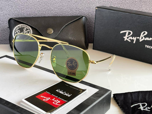 RAY-BAN New Stylish Attractive Green & Gold 3447 Round Sunglass