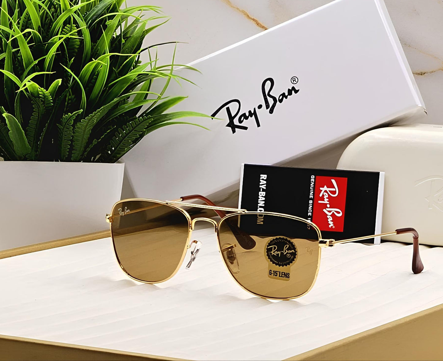 Ray Ban Brown 3136 Sunglass For Daily Causal Evergreen UV Protected For Unisex