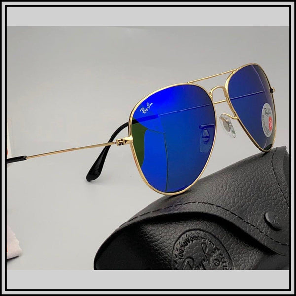 RAY-BAN Blue & Gold ( 3026 ) New 26-mm Men's Sunglasses.