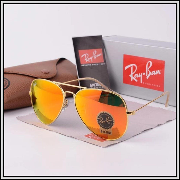 RAY-BAN Orange & Gold ( 3026 ) New 26-mm Men's Sunglasses.